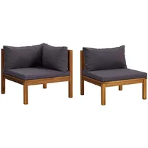 vidaXL Sofa-Set 2-tlg. grau Akazie
