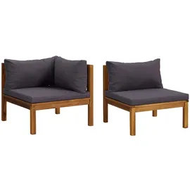 vidaXL Sofa-Set 2-tlg. grau Akazie