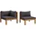vidaXL Sofa-Set 2-tlg. grau Akazie