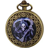 SEWOR Bronze Emaille Handwerk Muster Japan Quarzwerk Taschenuhr mit Doppelkette (Metall & Leder) (Tod), Death, Japanisch