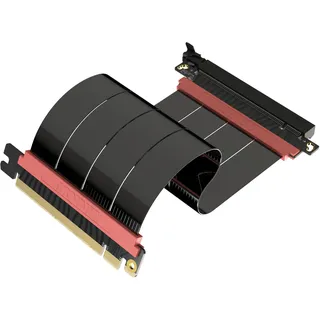 LINKUP - AVA5 PCIE 5.0 Riser-Kabel | RTX5090 RX9070 GPU Bereit | x16 128GB/s Geschwindigkeit | PCIe 4.0 & WRX80/WRX90E Kompatibel | Gerade, Schwarz 20cm (Gesamtlänge 24cm)