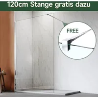 Walk in Duschwand nano esg 8mm, Duschtrennwand Glaswand mit Stabilisator 120x200cm - Sonni