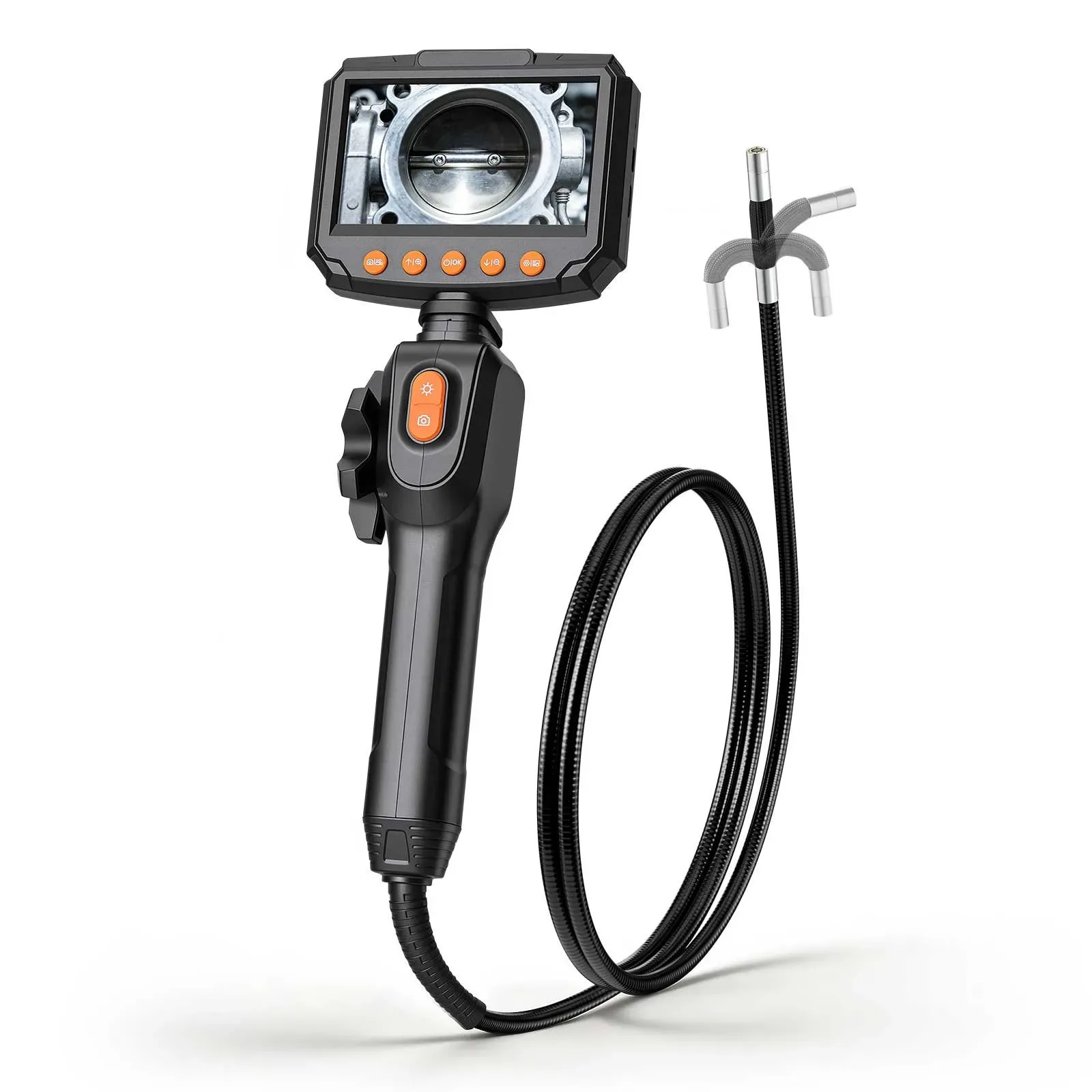 VEVOR Drehbare Endoskopkamera mit Licht, Inspektionskamera mit Zwei-Wege beweglichem Kopf, IP67 Wasserdichte Rohrkamera mit 4,3 Zoll Display 1,5 m Kabel 2600mAh Akku, 8 mm Boreskopkamera für Auto Haus