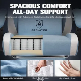 GTPLAYER Ergonomisch Stoff Blau