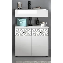 inn.furn Waschbeckenunterschrank 60 x 54 cm Weiß Hochglanz