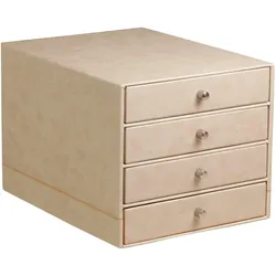 Rhodiarama Schubladenbox mit 4 geschlossenen Laden, Kunstleder, 24,8x32 ,7x22,8cm - Beige 318865C