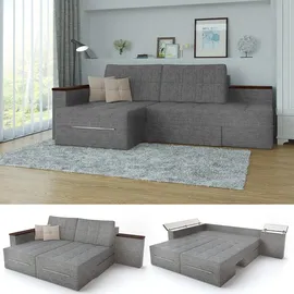 VitaliSpa Sofa Form Ecksofa mit Schlaffunktion 240 cm Grau