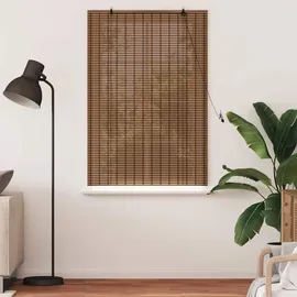 vidaXL Fensterjalousie mit Vorhängen Braun 90 x 160 cm Bambus