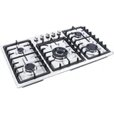 Gasherd Gaskochfeld Einbauherd Eingebautes Gaskochfeld 5 Brenner, 770*510mm 5 Flammen Herdplatten aus gehärtetem Glas Eingebauter Gaskochherd, Batterie-Zündung, 5 Kochplatten autark (5 Herd 77x51x7cm)
