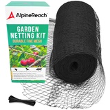 AlpineReach 2m x 20m Vogelschutznetz Gartennetz Feinmaschig (15 x 15mm) Extra Stark Gewebtes Netz, Vogelnetz, Obstbaumnetz, Katzennetz, engmaschig Laubnetz, Kabelbinder, Wiederverwendbar, Schwarz