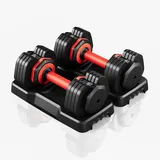 Dripex Hantel Verstellbares Hantelset 25 lbs x2, Hantel mit Anti-Rutsch Griff, Einstellbaren Hantelscheiben und Ablageschale, Fitness Hantel aus Stahl