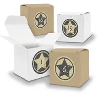 Adventskalender zum Füllen 24x Würfel WEISS BRAUN 650mm u Stickerbogen V06 Z21
