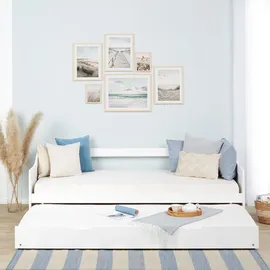 Homestyle4u Ausziehbett 90 x 200 cm Kiefer massiv weiß