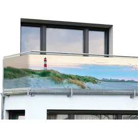 Maximex Balkon-Sichtschutz Mod. Nordseeküste, 5m, blickdichte Balkonverkleidung, UV- und witterungsbeständig, schnelltrocknend und reißfest, zuschneidbar, Kunststoff