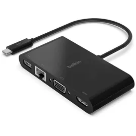 Belkin USB-C auf Gigabit-Ethern. HDMI/VGA/USB-A-Adapter, schwarz
