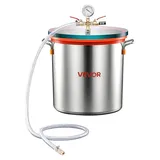 Vevor Vakuumkammer 34,1 L aus Edelstahl, Vakuum-Entgasungskammer mit Gehärtetem Glasdeckel, Schlauch und Luftfilter, für Harzguss, Holzstabilisierung sowie Silikon, Epoxidharz und Ätherische Öle