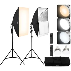 VEVOR Fotostudio Softbox Set 50x70cm 45W 3000–6500K LED-Birnen für Aufnahmen