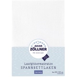 Julius Zöllner 8390347100 Jersey Spanntuch, passend für Laufgittermatratzen 68x90 bis 100x100 cm, Weiß