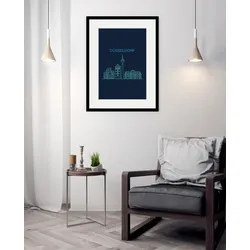 queence Bild »Düsseldorf Sightseeing«, Städte-Stadt-Deutschland-Gebäude-Schriftzug-Düsseldorf, (1 St.), HD Premium Poster-Druck inkl. Holzrahmen queence Farbe Rahmen: schwarz + Farbe Bild(er): schwarz/grün