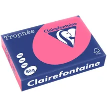 Clairefontaine 1771C - Karton mit 5 Ries Druckerpapier / Kopierpapier Trophee, intensive Farben, DIN A4, 80g, 500 Blatt x 5, Fuchsia, 1 Karton