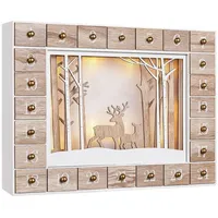 SPIELWERK® Adventskalender zum selbst Befüllen Nachhaltig LED warmweiß 24 Türchen Weihnachtskalender DIY Holz Kinder Wiederverwendbar Winterlan... - Beige