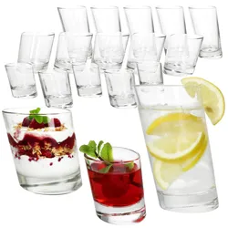 18tlg Gläser Set Pisa Longdrink-Gläser Whisky-Tumbler Schnaps-Glas schräg