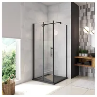 duschspa Eckdusche 185cm ESG Duschkabine Duschtür Falttür Scharniertür + Seitenwand, BxT: 120x90 cm, Einscheibensicherheitsglas, Sicherheitsglas, Set, ebenerdiger Einbau möglich 120 cm x 90 cm