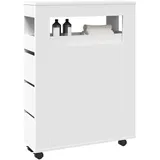 vidaXL Badschrank Schmal mit Rollen Weiß Holzwerkstoff