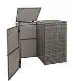 Mendler 2er-Mülltonnenverkleidung HWC-E25, Mülltonnenbox Mülltonnenabdeckung, Poly-Rattan 2x120l ~ grau