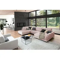 KAWOLA Sofa CARA Wohnlandschaft U-Form Cord rosa Longchair rechts