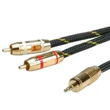 Roline Gold Audiokabel 3,5mm-Klinken-Stecker Stereo / 2x Cinch-Stecker schwarz / gold 5m