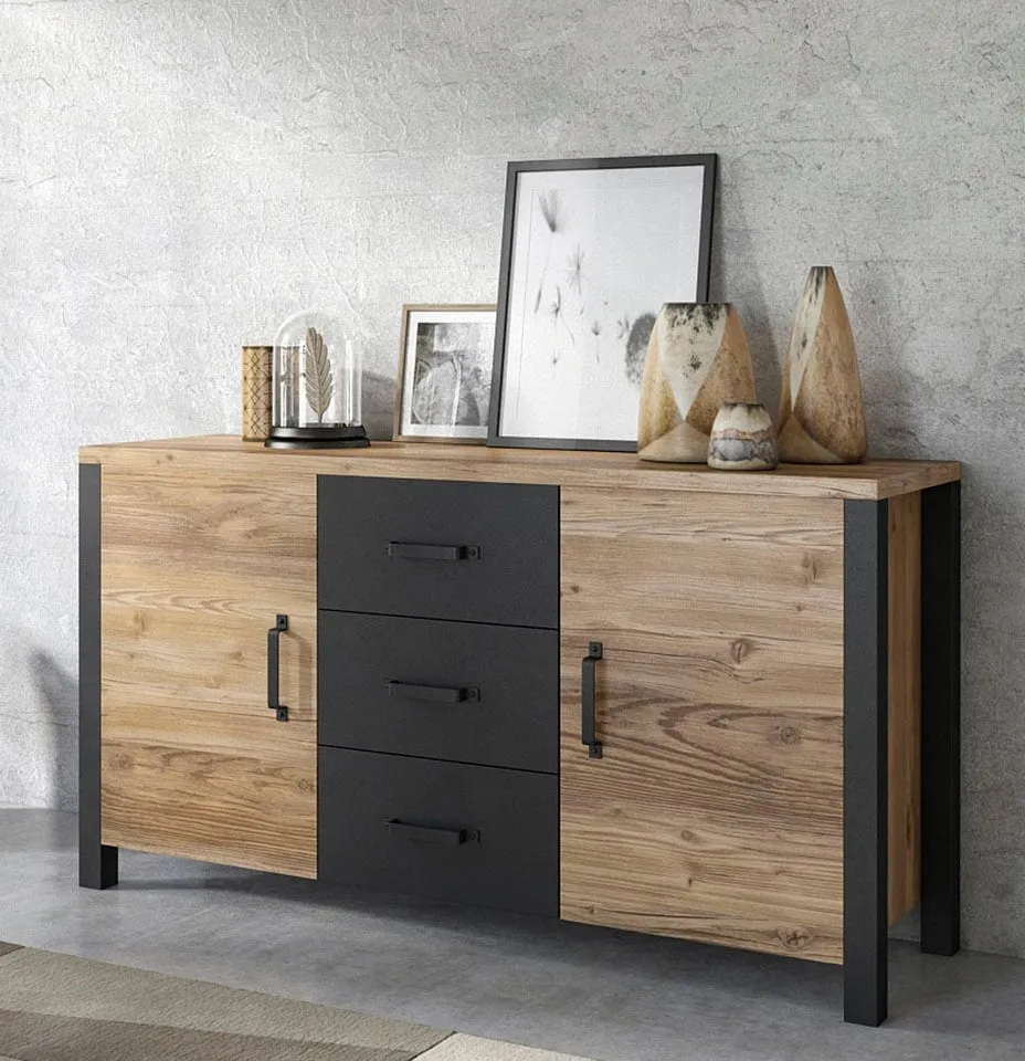 Sideboard »Olin WM«, Appenzeller Fichte /Appenzeller Fichte -schwarz supermatt, , 25394561-0 B/H/T: 147 cm x 79 cm x 43 cm