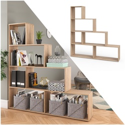 Vicco Treppenregal ASYM Raumteiler sonoma Bücherregal Standregal Aktenregal Hochregal Aufbewahrung Regal