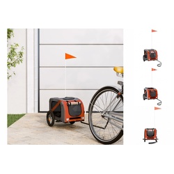 vidaXL Hunde-Transportbox Fahrradanhänger Hunde Orange und Grau Oxford-Gewebe und Eisen orange