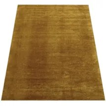 KADIMA DESIGN Teppich Kurzflor waschbar Unifarben Wohnzimmer schmutzabweisend Senf Rechteckig 140x200 | 100% Polyester | Florhöhe: 10 mm | pflegeleicht