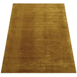 KADIMA DESIGN Teppich Kurzflor waschbar Unifarben Wohnzimmer schmutzabweisend Senf Rechteckig 140x200 | 100% Polyester | Florhöhe: 10 mm | pflegeleicht