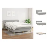 vidaXL Boxspringbett mit Matratze Hellgrau 140x200 cm Stoff