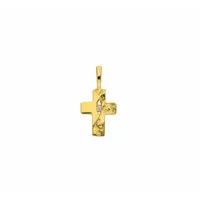 Kreuzkette ADELIA ́S "Halskette - Kreuzkette mit Kreuz Anhänger mit Zirkonia aus 585", gold, Halsketten, Damen, Gelbgold 585 Gold, Gelbgold 585, Gold, Kreuzkette, Schmuckset mit bis 45 cm stufenlos verstellbarer 925 Silber Halskette