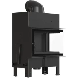 Kratki Floki Eckkamin Stahl Schwarz/Abdeckplatte Glas