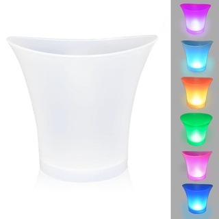 FIPASEN LED Eiskübel, Normaler 5L Großraum Flaschenkühler mit Multi-Farbwechsel für Party/Heim/Bar, Wasserdichter Sektkühler Getränkebehälter Champagner Wein Bier Eiskübel (Enthält Keine Batterien)