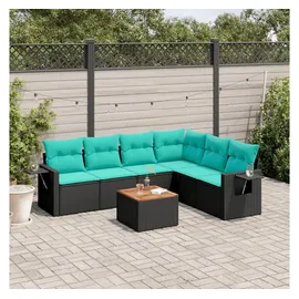 vidaXL Gartensofa-Set 7-tlg. Loungesofa schwarz