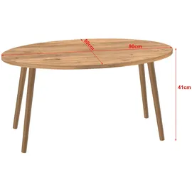 [en.casa] Couchtisch, Braun, Holz, 90x41x50 cm Wohnzimmer, Wohnzimmertische, Couchtische