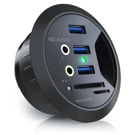 CSL Tisch USB Hub mit Kartenleser & Aux Anschluss 3x USB 3.2 Gen1/ 2x 3,5mm Klinke / microSD + SDXC
