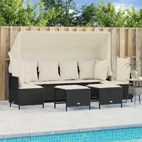 VidaXL 5-tlg. Garten-Sofagarnitur mit Kissen Schwarz Poly Rattan