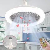 Deckenventilator Mit Beleuchtung, E27-deckenventilator-kronleuchter Mit Geräuscharmer Fassung, Inklusive Fernbedienung, Grauer Deckenventilator Mit Beleuchtung