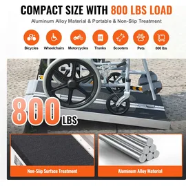 Vevor Rollstuhlrampe 91,44 cm 363 kg Laderampe Aluminium schwarz
