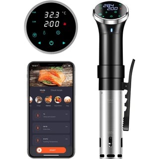 Sous Vide Garer, Wifi Sous Vide Stick 1100W Präzisionskochtopf Immersion Zirkulator mit Temperatureinstellung 25-95°C+Timer, IPX7 Wasserdicht, Ideal für Zubereitung von Familienessen, Weihnachtsessen