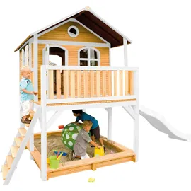 Axi Marc Spielhaus Braun - Weiß mit Weißer Rutsche 212 x 432 x 293 cm