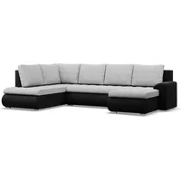 U-Sofa mit Schlaffunktion Foresta, Ottomane, Grau + Schwarz - Grau/Schwarz