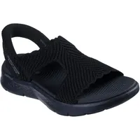 Skechers Damen T-Riemen Sandalen flach, Schwarz/Schwarz, 40 EU - 40 EU